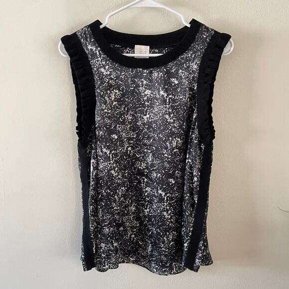 Cinq à Sept Lenore Night Sky Tank Top Womens Large Black Feminine Quiet Luxury - Picture 1 of 8